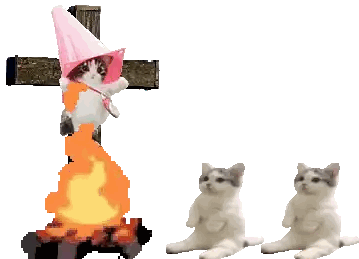 Kitten In Pink Hat Standing On Cross Sticker