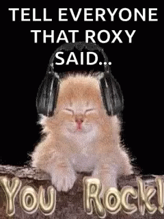 Kitten Wearing Headphones Sitting On Tree Branch GIF