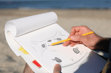 Kitty Sketch In The Beach GIF