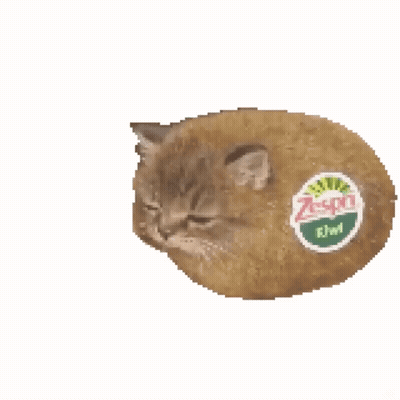 Kiwi-Like Cat With Kiwi Slice GIF