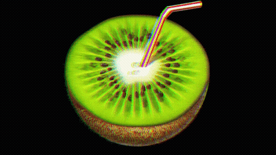 Kiwi Slice With Straw GIF