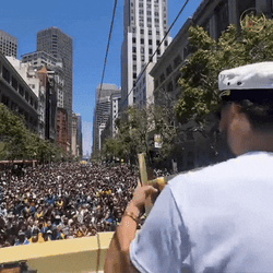 Klay Thompson Showing Off Championship Trophy GIF