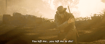 Kneeling Cowboy Hat Says You Left Me Die GIF