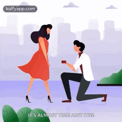 Kneeling Man Giving Ring To Woman GIF