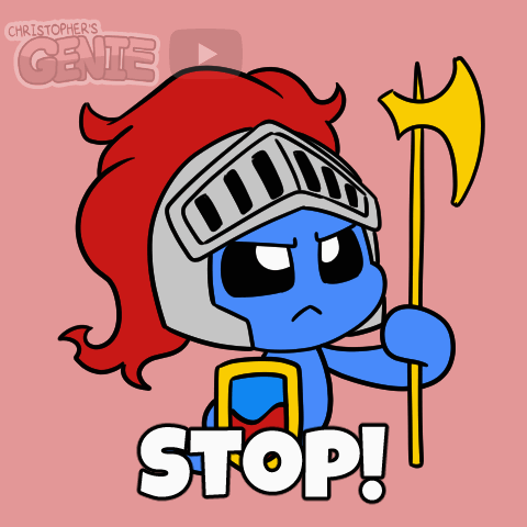 Knight Holding Axe With Word Stop GIF