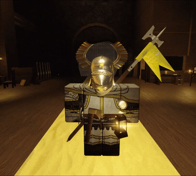 Knight Holding Sword And Flag Saying I Am A Knight GIF