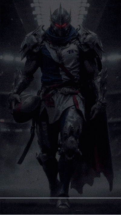 Knight In Armor Holding Football With Letter B GIF