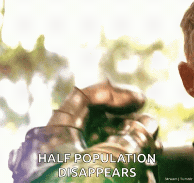 Knight In Armor Holding Sword Says Half Population Disappears GIF