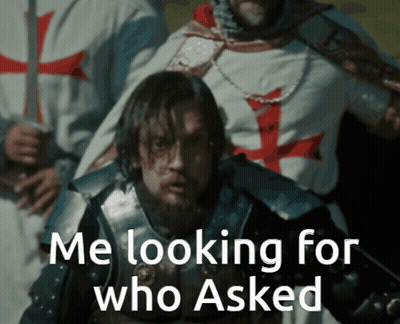 Knight In Armor Looking For Someone Who Asked GIF