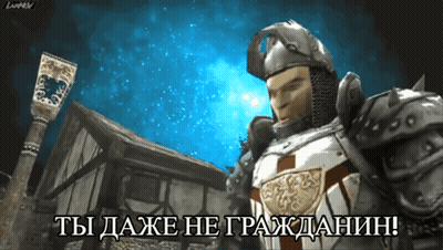 Knight In Armor Saying Ты Даже Не Гражданин GIF