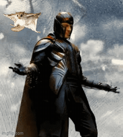 Knight In Armor Standing Against Cloudy Sky With Bat GIF