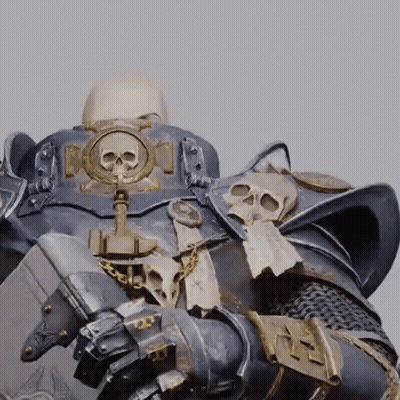 Knight In Armor With Skull On Chest GIF
