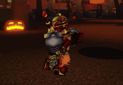Knight Standing In Front Of Pumpkin GIF