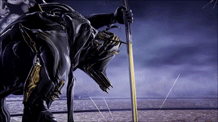 Knight Statue Holding Sword GIF