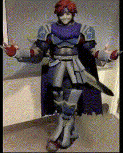 Knight Statue Red Hair Blue Armor GIF