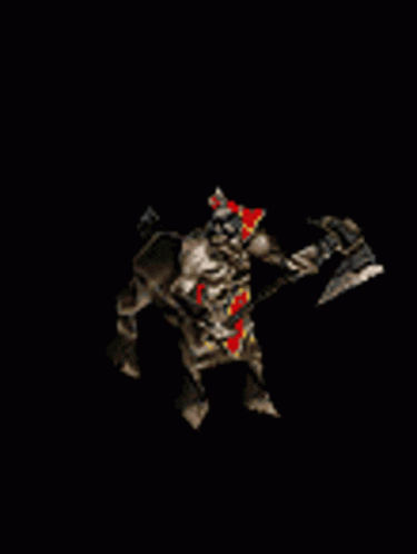 Knight With Red Hat Holding Axe GIF