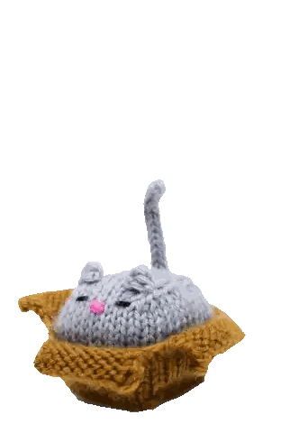 Knitted Cat Sleeping With Lightning Bolt Sticker
