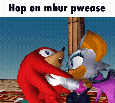 Knuckles And Rouge Hugging From Sonic GIF