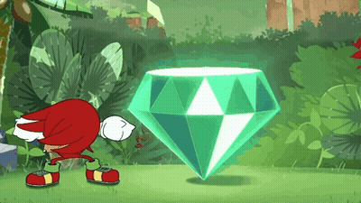Knuckles Standing Next to Green Diamond