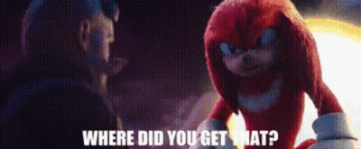 Knuckles The Echidna From Sonic The Hedgehog Is Standing Next To A Man And Asking Where Did You Get What ? GIF