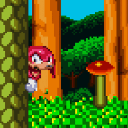 Knuckles The Echidna Hiding Behind Tree