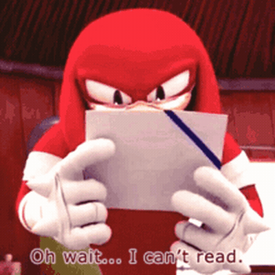 Knuckles The Echidna Reading A Piece Of Paper GIF
