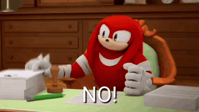 Knuckles The Echidna Sitting At Desk With Stamp GIF