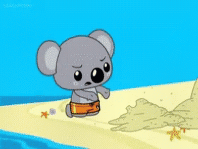 Koala And Tiger Playing In Sand GIF