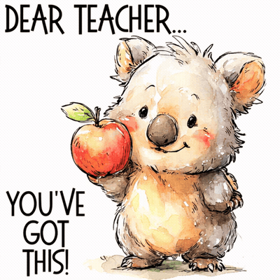 Koala Bear Holding Apple Dear Teacher You've Got This GIF