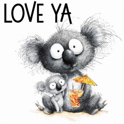 Koala Drinking From Umbrella Love Ya GIF