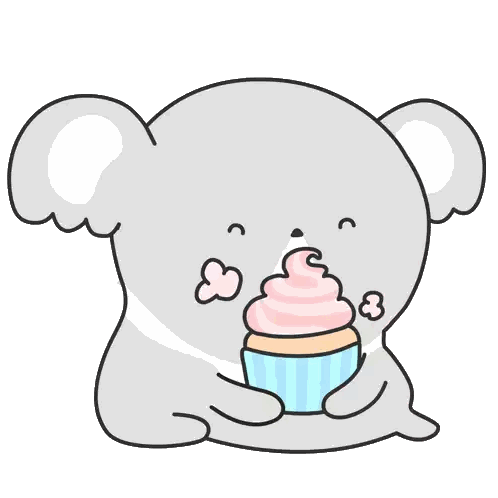 Koala Eating Pink Frosting Cupcake GIF