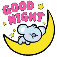 Koala Sleeping On Crescent Moon Good Night Sticker