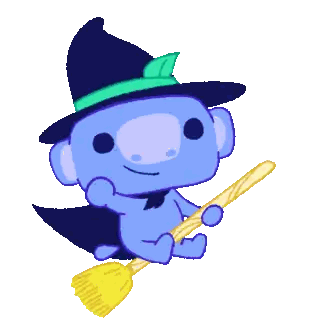 Koala Wearing Witch Hat Flying On Broom Sticker