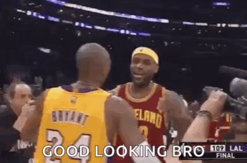 Kobe Bryant And LeBron James Standing Next To Each Other GIF