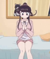 Komi Playing With Phone GIF