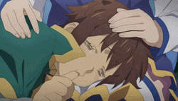 Konosuba Anime Kazuma Being Pampered GIF