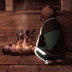Konosuba Kazuma Grilling Fish Thumbs Up GIF