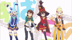Konusuba Aqua Kazuma Megumin Darkness Dancing GIF