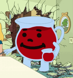 Kool Aid Mascot Drinking Kool Aid In A Pitcher GIF