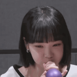 Korean Girl Blow Balloon GIF