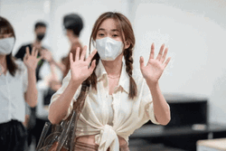 Korean Lady Wearing Face Mask Bye Bye Bye GIF