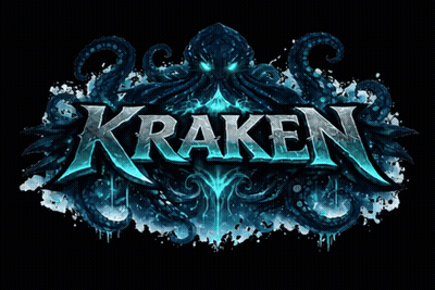 Logotipo de Kraken con pulpo y olas GIF