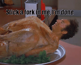Kramer Turkey Stick Fork I'm Done GIF