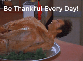 Kramer Turkey Thankful Seinfeld GIF
