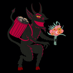 Krampus Giving Flower GIF