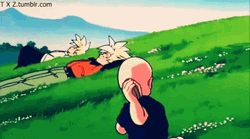 Krillin Hitting Goku With Rocks GIF