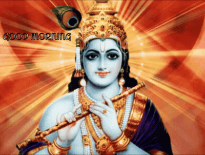 Krishna Holding Flute Good Morning GIF