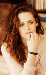 Kristen Stewart Nodding While Holding Lips GIF