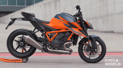 KTM Motorcycle Parked On Concrete GIF