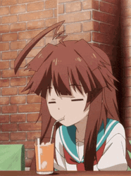 Kuma KanColle Sipping Rainbow Drink Still Waiting GIF